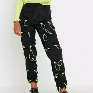 NWT JADED LONDON black and neon toggle pants size Small